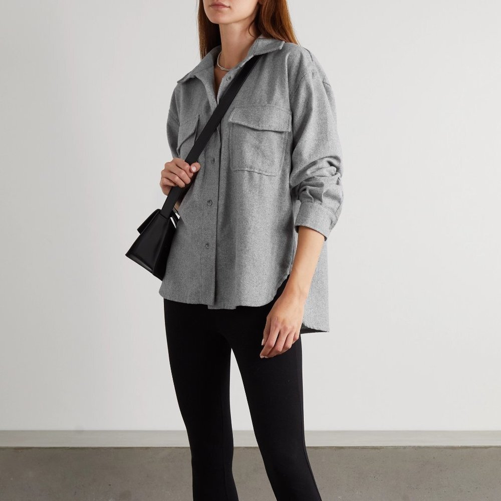 Frankie Shop Light Gray Button-Front Utility Shacket